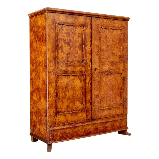 19th Century Swedish Traditional Ragwork Pine Cupboard, 1860 For Sale