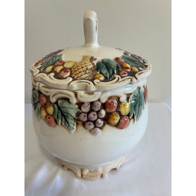 Mid 20th Century Vintage Lefton Majolica Style Canister With Liid For Sale - Image 5 of 12