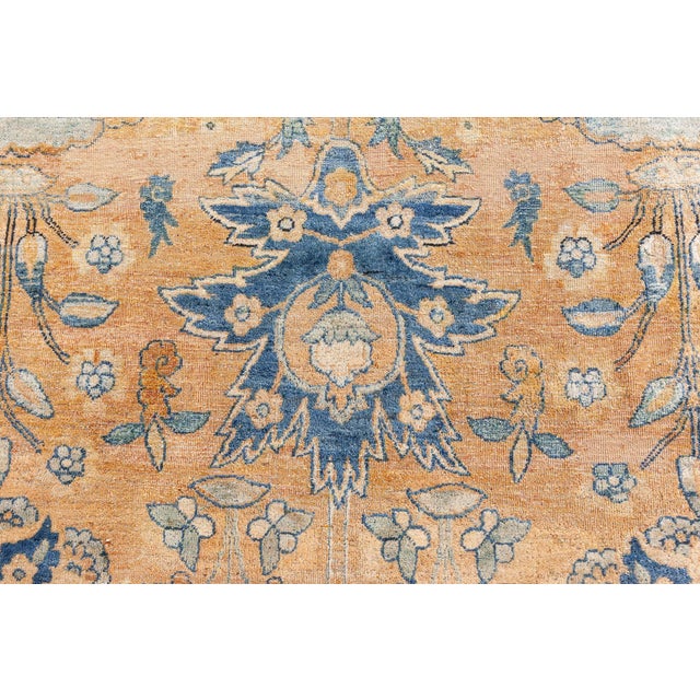Blue Authentic 19th Century Persian Kirman Handmade Wool Carpet For Sale - Image 8 of 9