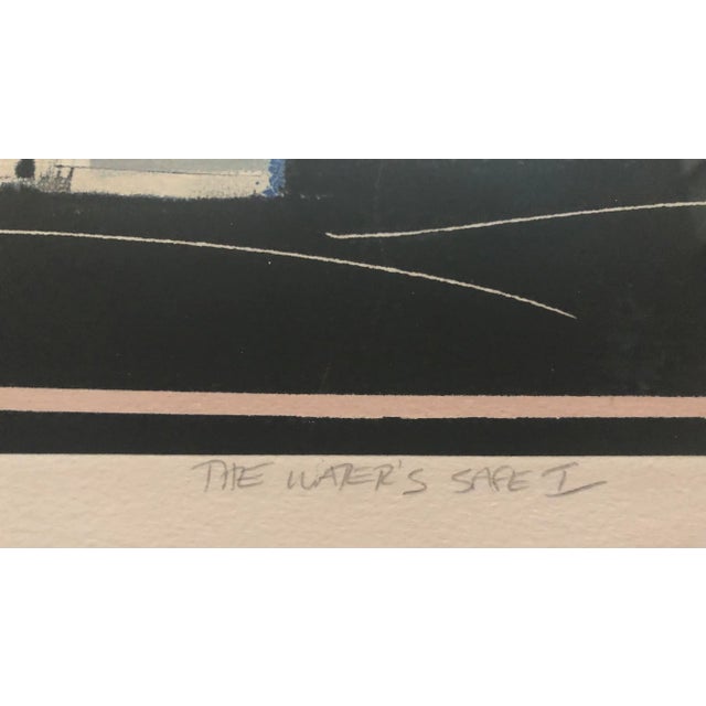 Paper Vintage Geometric Abstract Lithograph Print Signed 80's For Sale - Image 7 of 10