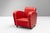 Late 20th Century art deco style armchair in original red leatherette. U.K circa 1980.