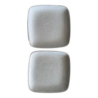 Vintage Glidden Pottery Speckled Square 8.25” Plates – Mid-Century California Stoneware, Set of 2 For Sale