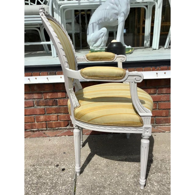 Gold Classic French Louis XVI Fauteuil Arm Chair For Sale - Image 8 of 10