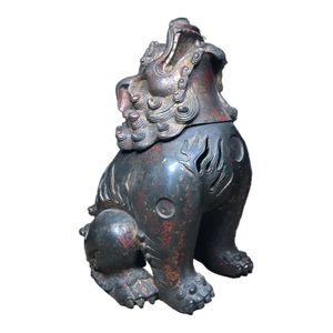 Vintage Bronze Guardian Lion Censer - Statue Incense Burner