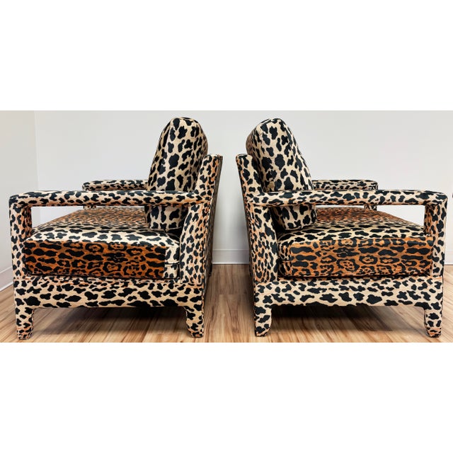 Modern Leopard Print Velvet Parsons Lounge Chair - Single For Sale In Kansas City - Image 6 of 13