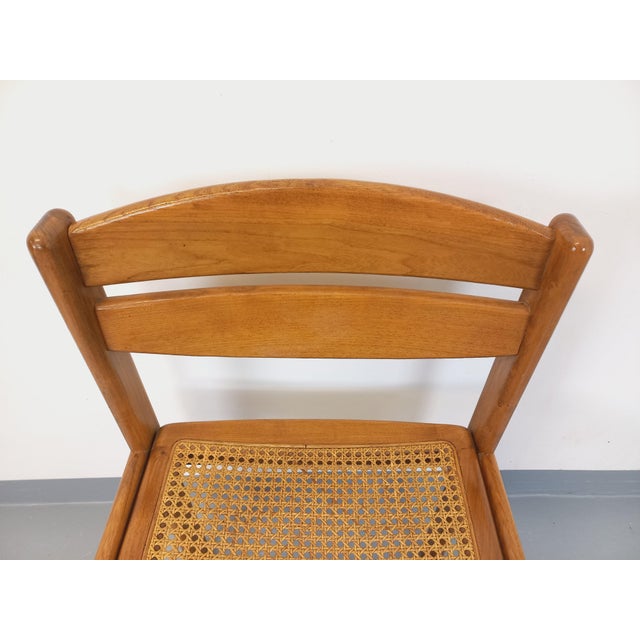 Vintage Sleigh Chair in Beech and Cane, 1980s For Sale - Image 4 of 13