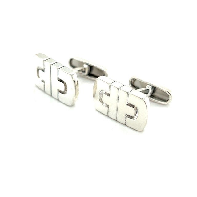 1990s Pair of Bulgari Bvlgari Estate Mens Cufflinks Sterling Silver For Sale - Image 4 of 7