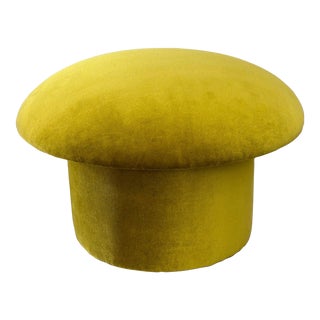 Chartreuse Velvet Mushroom Ottoman For Sale