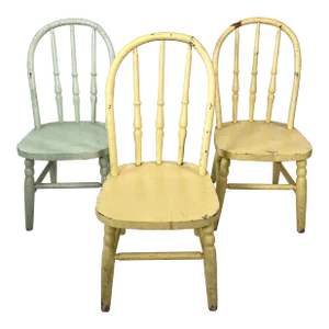 Antique Children’s / Doll Farmhouse Spindle Back Chairs - Set of 3