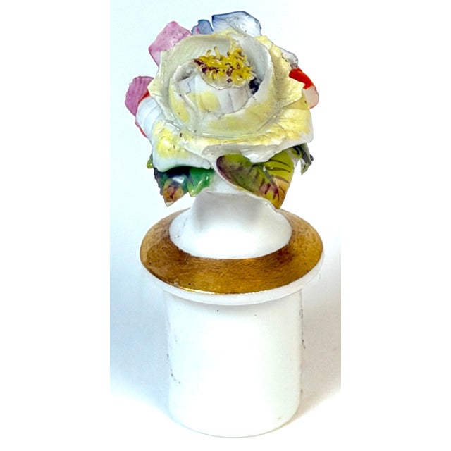 Meissen Applied Floral Porcelain Perfume Ewer Original Stopper, Germany, 1875 For Sale - Image 9 of 17