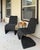 Pair of Arhaus Leon Outdoor Dining Chairs in the Bohemian Black finish. These sculptural chairs feature a sinuous S-shaped...