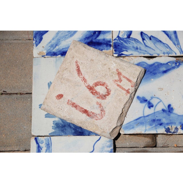 18th Century Antique Portuguese Scenic Tiles Set of 6 With Leafy Botanical Motifs For Sale - Image 9 of 9