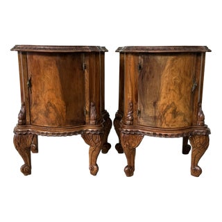 Walnut Bedside Tables, 1930s, Set of 2 For Sale