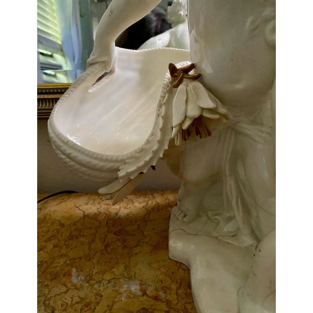Beautiful Very Large Sevres Style Putti Statue. Made in France Vieux Paris. Had the warm white coloring known to be used...
