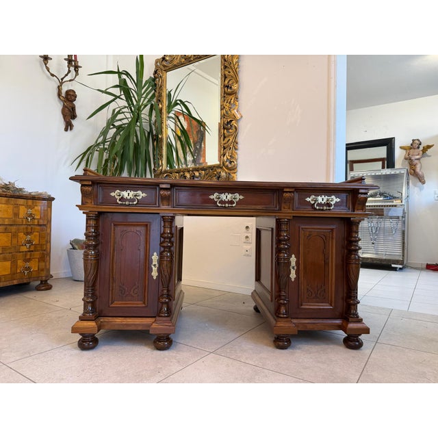 Gründerzeit Column Desk in Walnut For Sale - Image 6 of 18