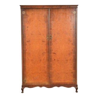 Antique Art Deco Burl Wood Armoire Dresser or Gentleman's Chest, Circa 1930s For Sale