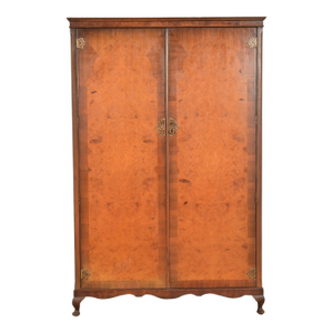 Antique Art Deco Burl Wood Armoire Dresser or Gentleman's Chest, Circa 1930s