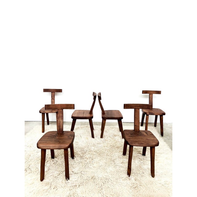Vintage T Aranjou Chairs in Elm, 1960, Set of 6 For Sale - Image 10 of 18