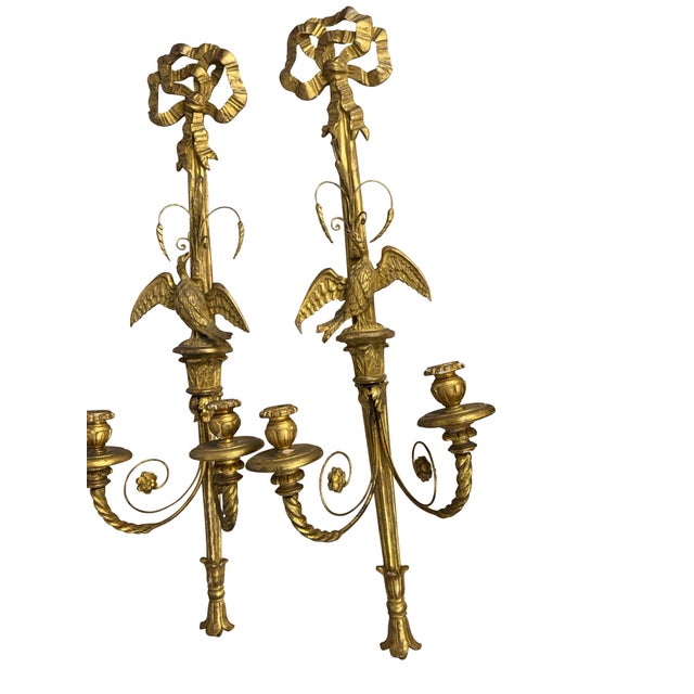 Early 20th Century Italian Carved Large and Giltwood Two-Light Sconces - A Pair For Sale - Image 18 of 18