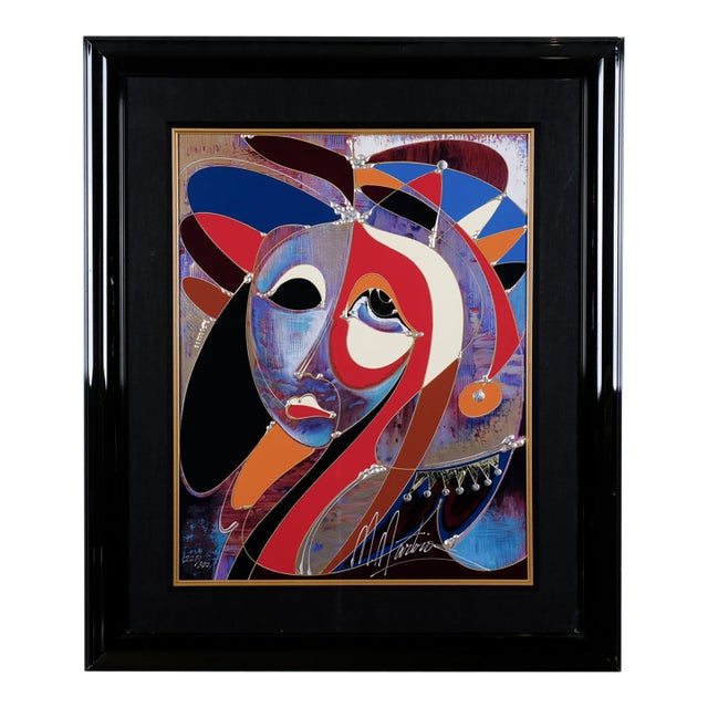 1999 Martiros Manoukian "Introspection" Framed Serigraph Print on Paper Artist Hand Signed & Limited Edition 225/300 Modern Black Frame For Sale