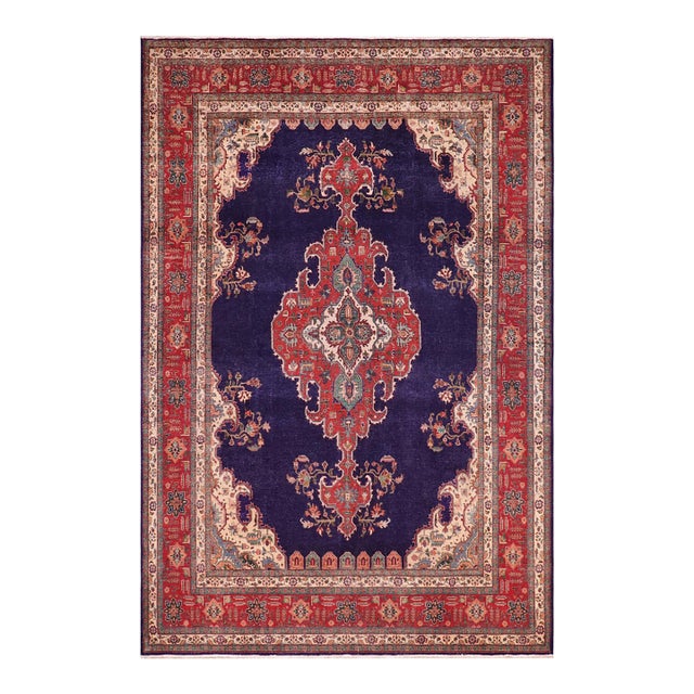 Persian Vintage Blue/Red Wool Rug - 9'9'' X 12'8'' For Sale