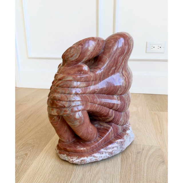 Contemporary 1990s Kay Hofmann Signed Hand-Carved Spanish Alabaster “Butterfly Woman” Abstract Sculpture For Sale - Image 3 of 11