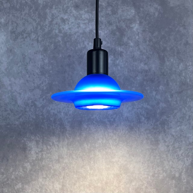 Danish Blue Glass Pendant Lamp, 1980s, Set of 2 For Sale - Image 10 of 10