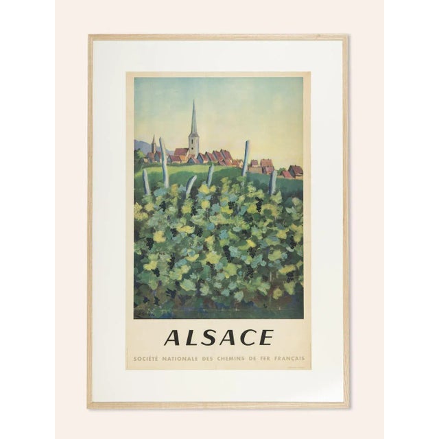 Original vintage travel poster from 1946. typical illustration of a village in Alsace by the Spanish artist Eduardo Garcia...