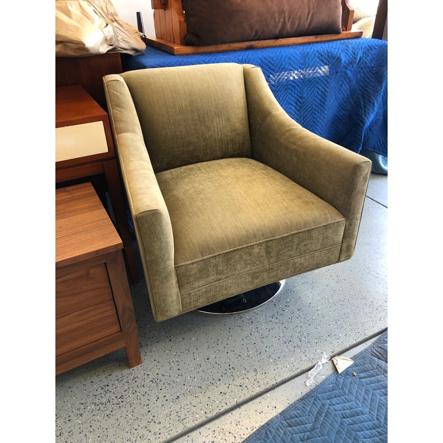 Mitchell Gold & Bob Williams Velvet Green Swivel Chair Chairish