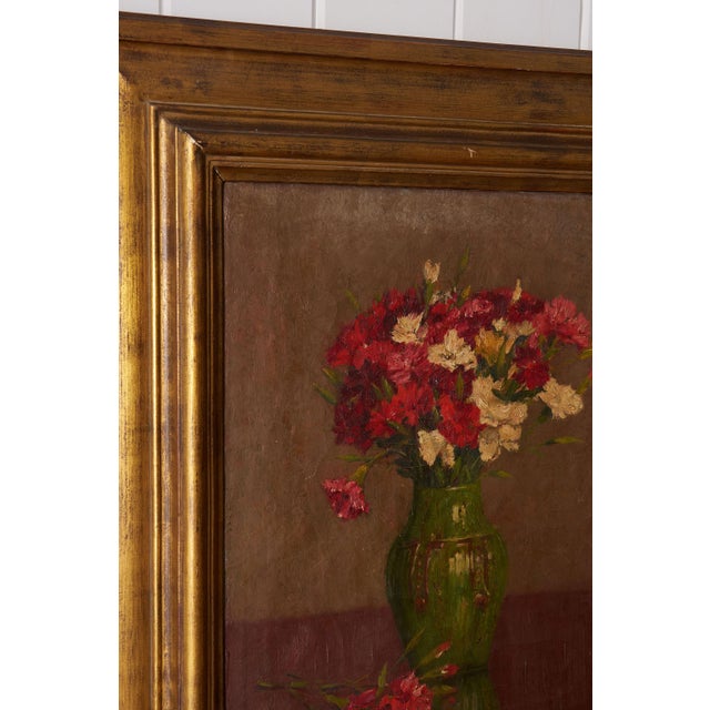 1950s Original Signed Belgian Floral Oil on Canvas | by Alphonse Van Beurden Belgian For Sale In Charleston - Image 6 of 9