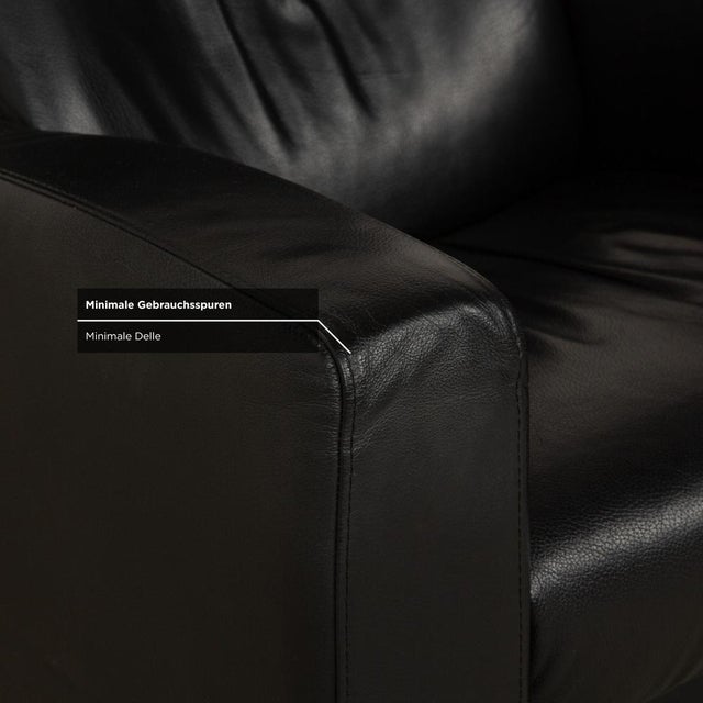 Arion Armchairs and Ottoman in Black Leather from Stressless, Set of 3 For Sale - Image 14 of 18