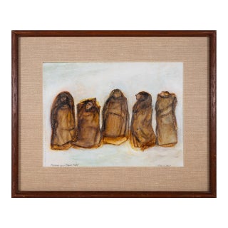 Dorothy Siddall - Beggers in a Frozen Field Signed Modernist Painting on Paper For Sale