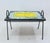 Iron serving table or coffee table recovered of Black white and yellow ceramics, Signed by Carve French, circa 1960 Colors...
