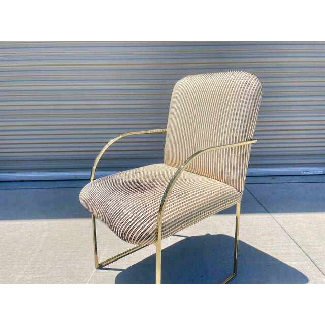 Metal 1980s Mid-Century Brass Dining Chairs by Design Institute of America- Set of 4 For Sale - Image 7 of 13