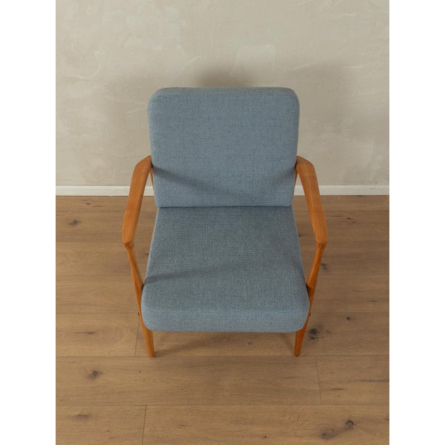 Blue Vintage Armchair in Cherry, 1960s For Sale - Image 8 of 9