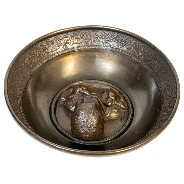 Grand Tour Patinated Metal Bowl after Hildesheim Depicting the Infant Hercules For Sale - Image 10 of 13