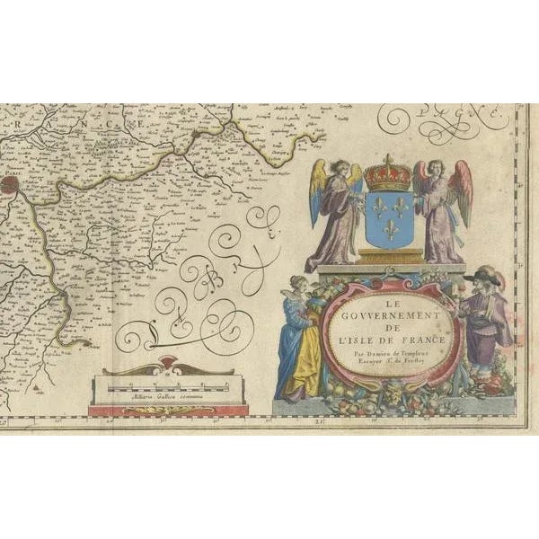 Paper Map of France by Willem Blaeus, 1650 For Sale - Image 7 of 8