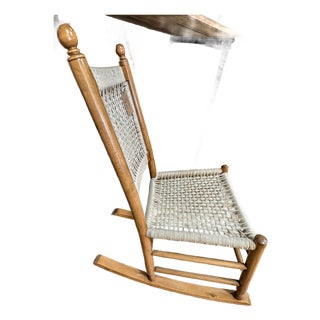 Restored Vintage Child’s Rocking Chair With Hand-Woven Macramé Seat For Sale