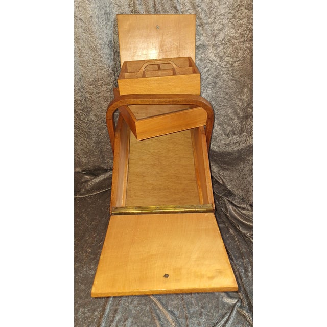 Mid-Century Modern Mid-Century German Sewing Table on Casters in Walnut with Removable Oak Inserts, 1960s For Sale - Image 3 of 11