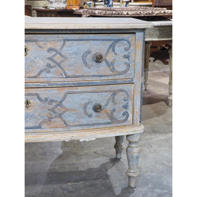 Late 20th Century Light Blue Painted and Distressed Sauteuse Commode From Southern Germany For Sale - Image 5 of 18