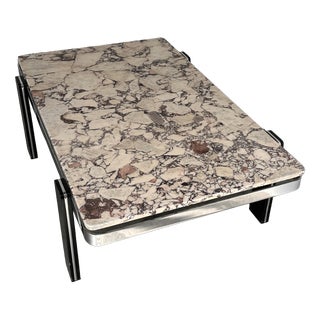 Violetta Calacatta Marble Coffee Table on Chrome Base, 1970s For Sale