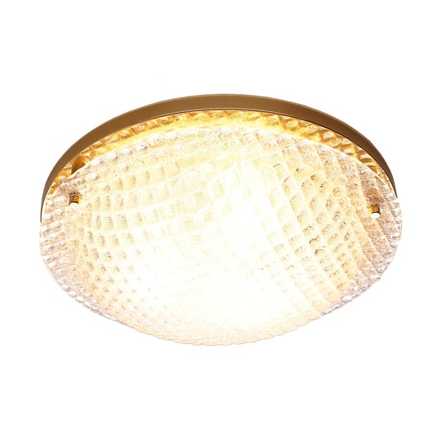 Metal Large Vintage Textured Glass Flush Mount from Fischer Leuchten For Sale - Image 7 of 7