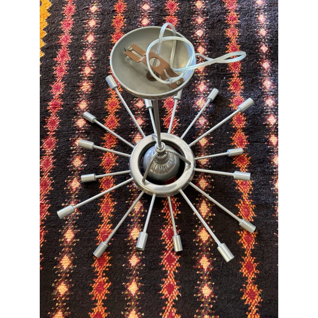 Silver Authentic Mid-Century Sputnik Ceiling Fixture For Sale - Image 8 of 9