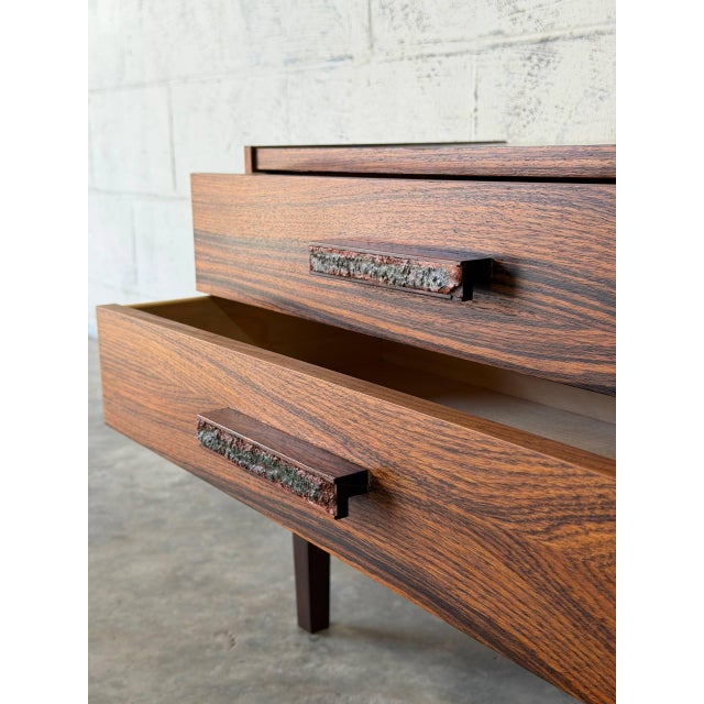 Rosewood Small Dresser Wooden Nightstand Compact Dresser Mid-Century Modern 1960s For Sale - Image 11 of 12