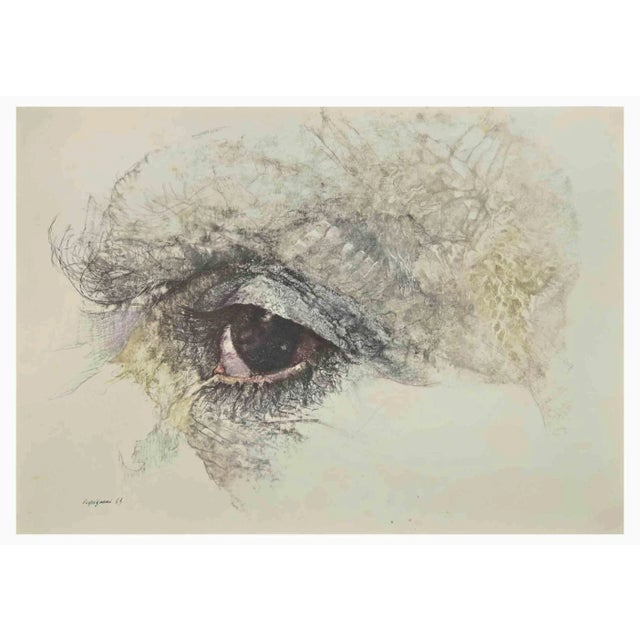 Modern After Renzo Vespignani, The Eyes, Phototype Print, 1960s For Sale - Image 3 of 3