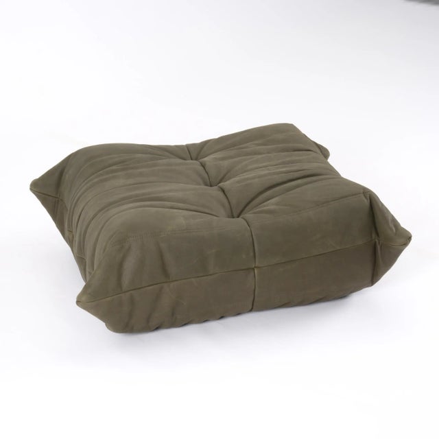 Rare Ligne Roset Togo 3-Piece Lounge in Stone Olive Leather For Sale - Image 15 of 16