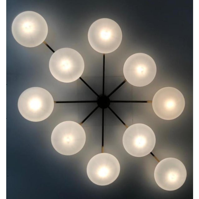 Fabio Ltd 21st Century Dieci Bronze Matte White Murano Flush Mount by Fabio LTD For Sale - Image 4 of 7