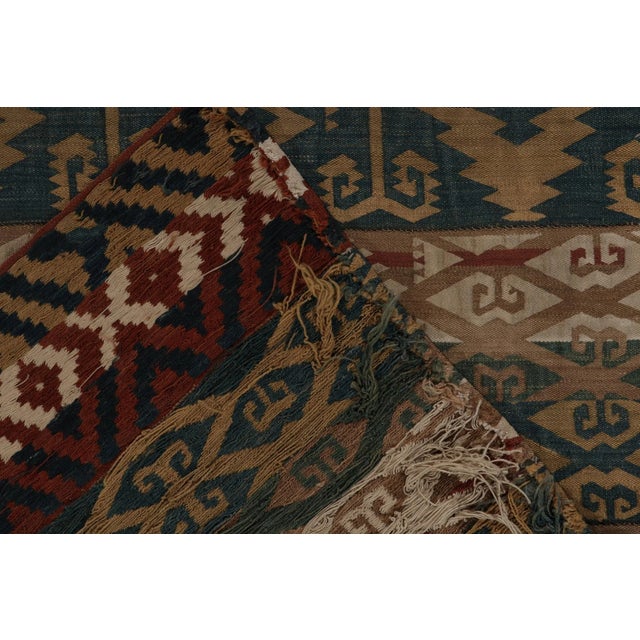 Textile Vintage Jajim Kilim Rug in Beige-Brown, Blue and Green Tribal Geometric Patterns For Sale - Image 7 of 8