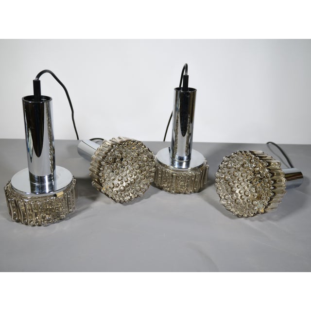 Space Age Pendant Lamps in Bubble Glass and Chrome from Staff Leuchten, 1970s, Set of 4 For Sale - Image 13 of 14