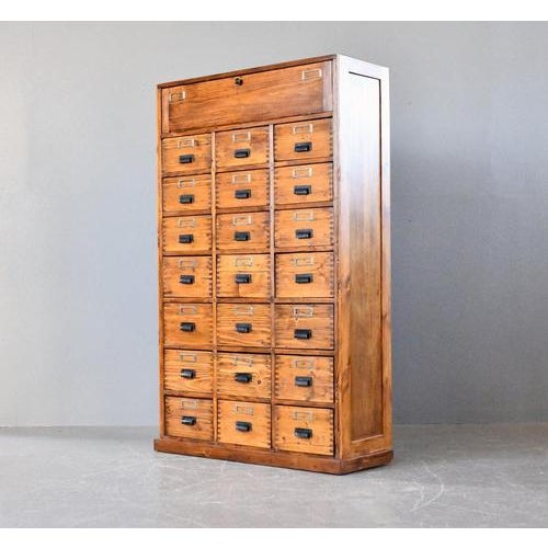 Bank of Pine Workshop Drawers, 1940s For Sale - Image 11 of 13